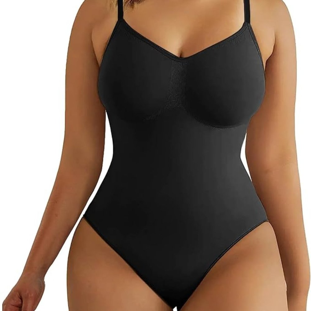 Shaperx Bodysuit Shapewear Size Large XLarge Black Thong Body Shaper Adjustable